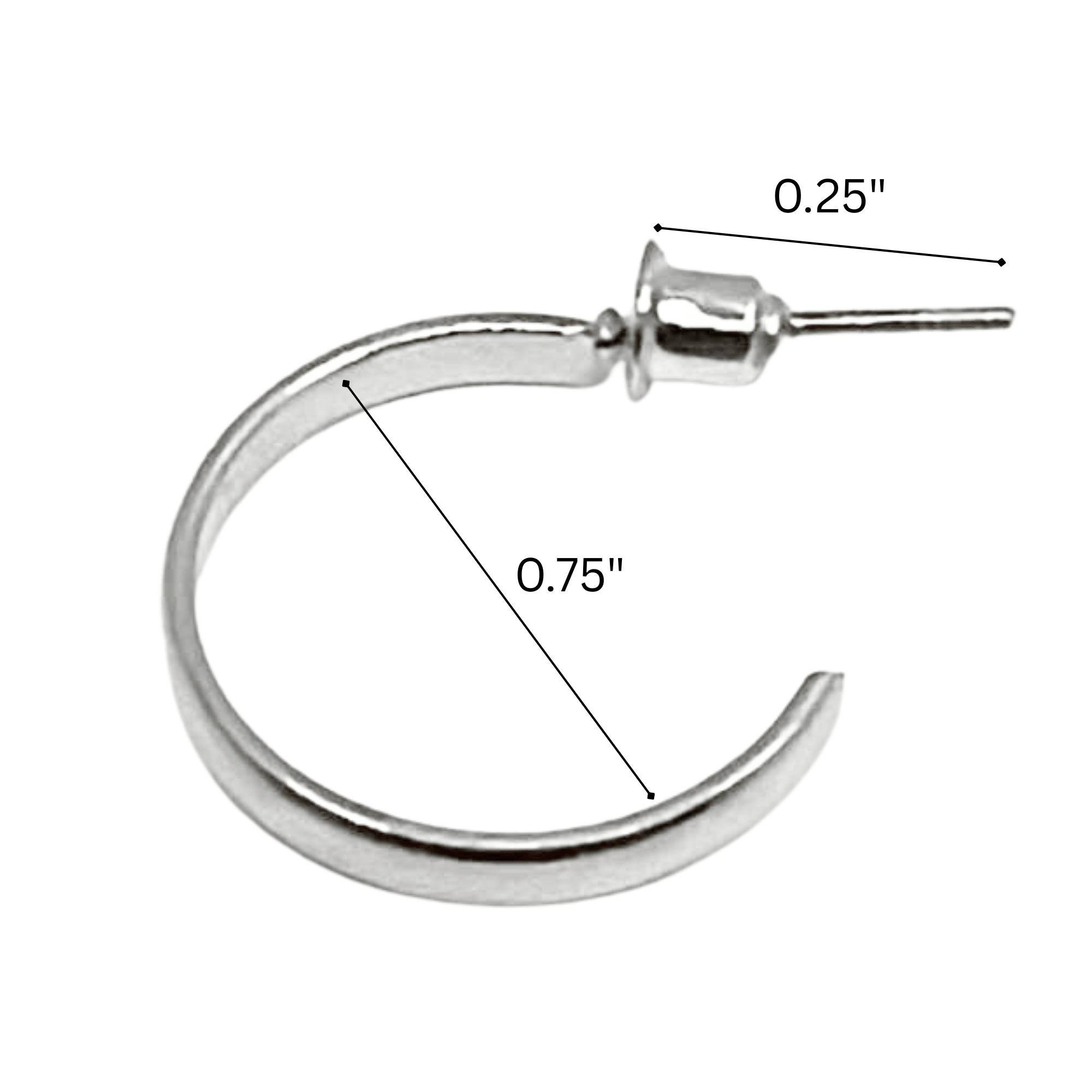 Silver Textured Mini Hoop Earrings – 0.60" Fashion Hoops: 1 Pair Earing product detail image