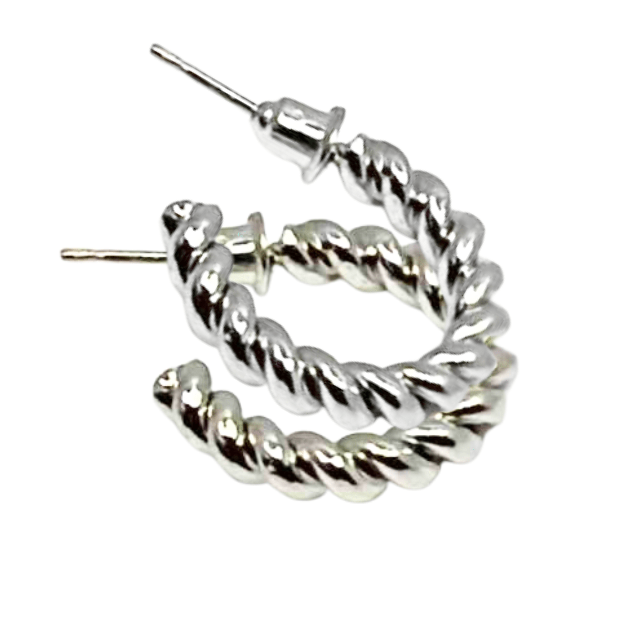 Twisted Silver Mini Hoop Earring – 0.5" Small Lightweight Fashion Hoop: 1 Pair Earing size and feature image