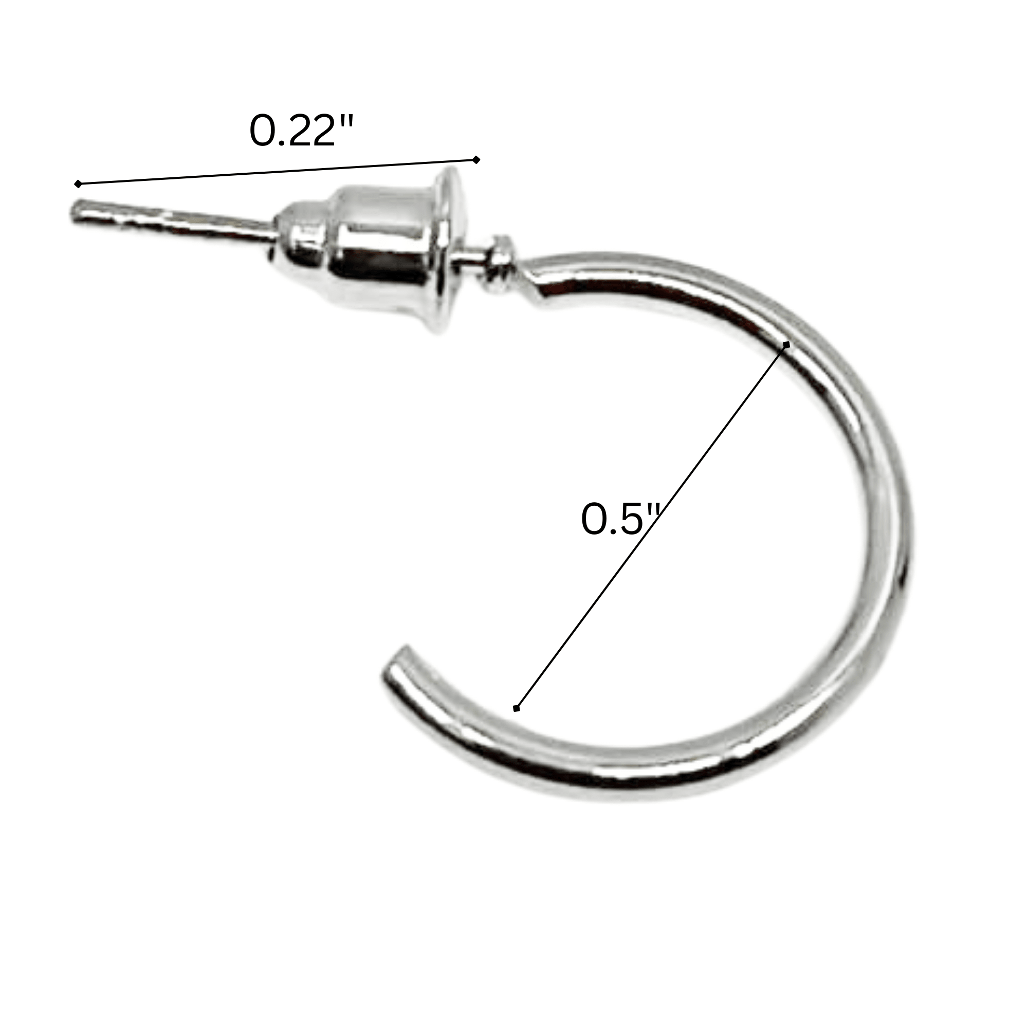 Simple Silver Mini Hoop Earring – 0.5" Classic Round Fashion Hoop: 1 Pair Earing product detail image
