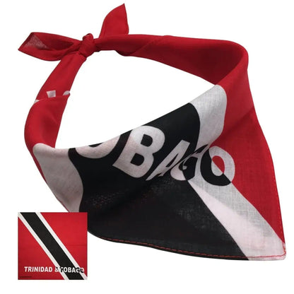 Red, black, and white bandana with 'BACO' branding on a white background