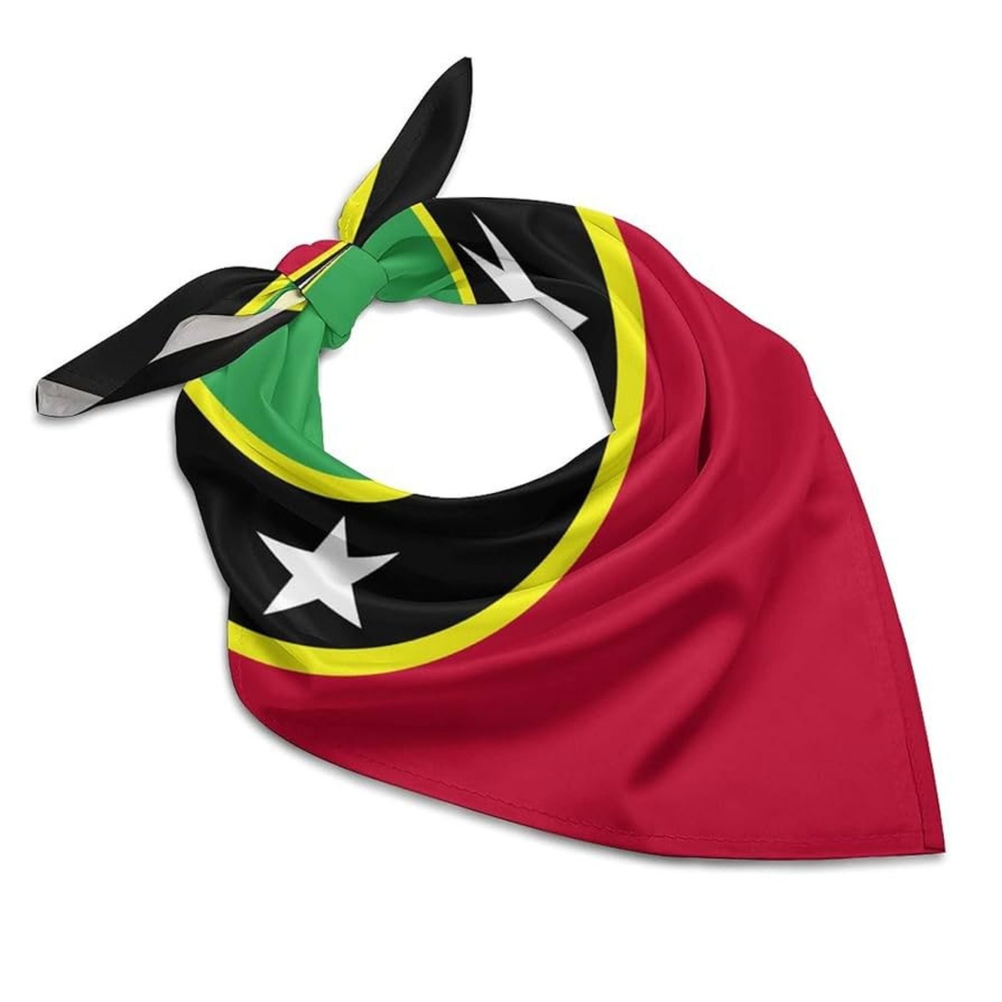 St. Kitts Flag Bandana – 100% Cotton, 21"x21" 1 Pack Bandana, Novelty & Souvenir Catalogs & Headties size and feature image