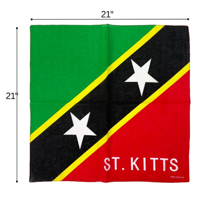 Flag of St. Kitts with dimensions on a white background