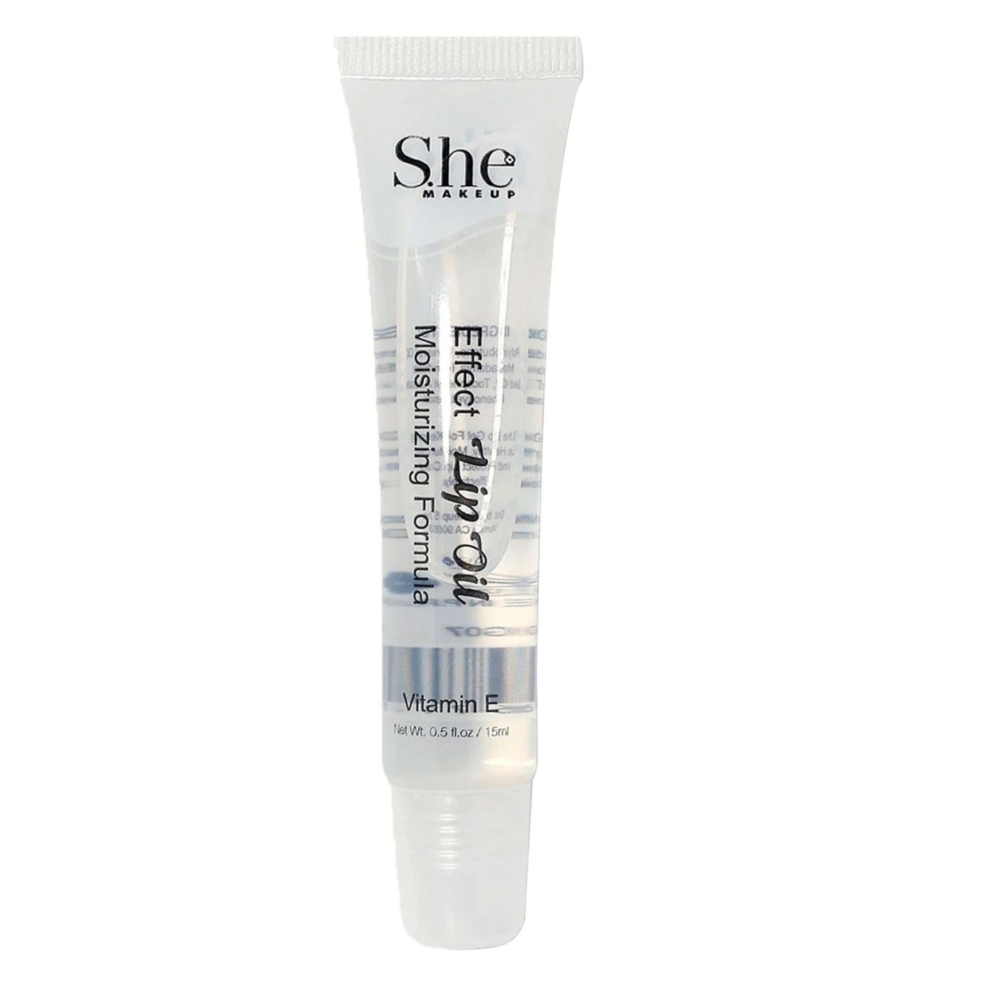 She Makeup moisturizing lip oil tube on a white background