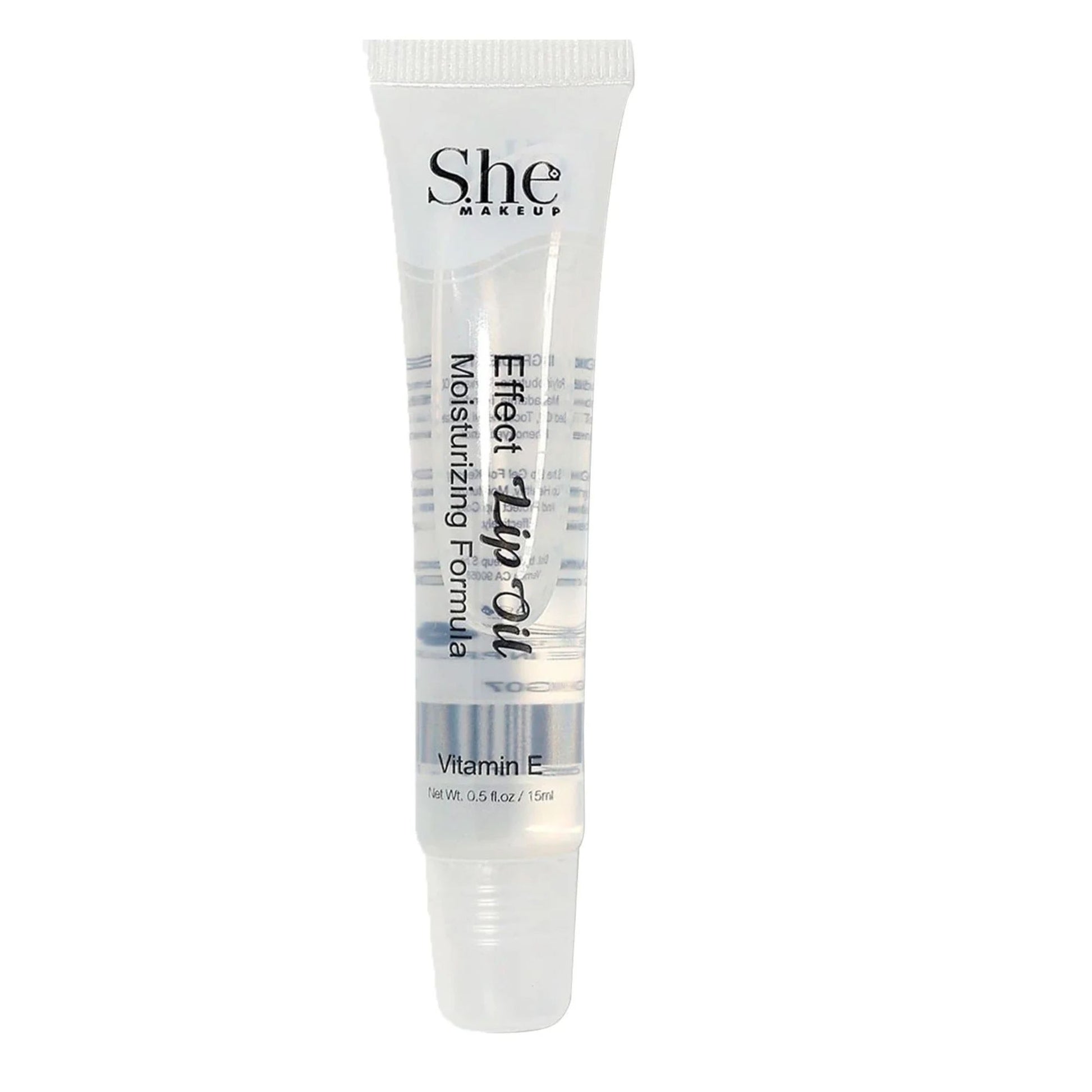 She Makeup moisturizing lip oil tube on a white background