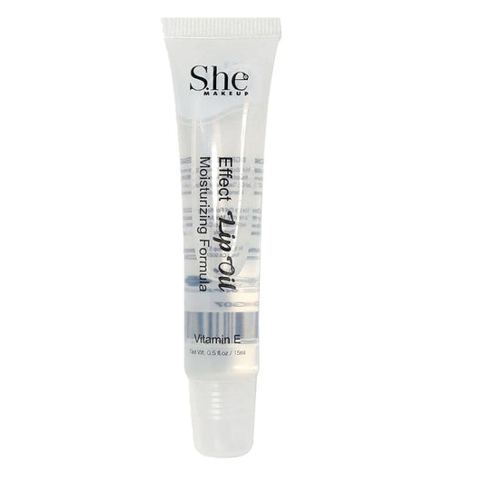 She Makeup moisturizing lip oil tube on a white background