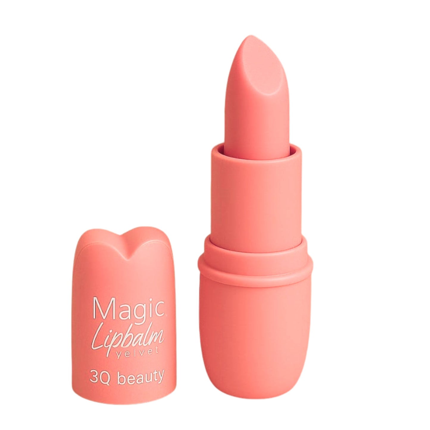 Coral-colored lip balm with 'Magic Lipbalm' and '3Q beauty' branding on a white background