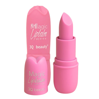 Pink Magic Lipbalm with packaging on a white background