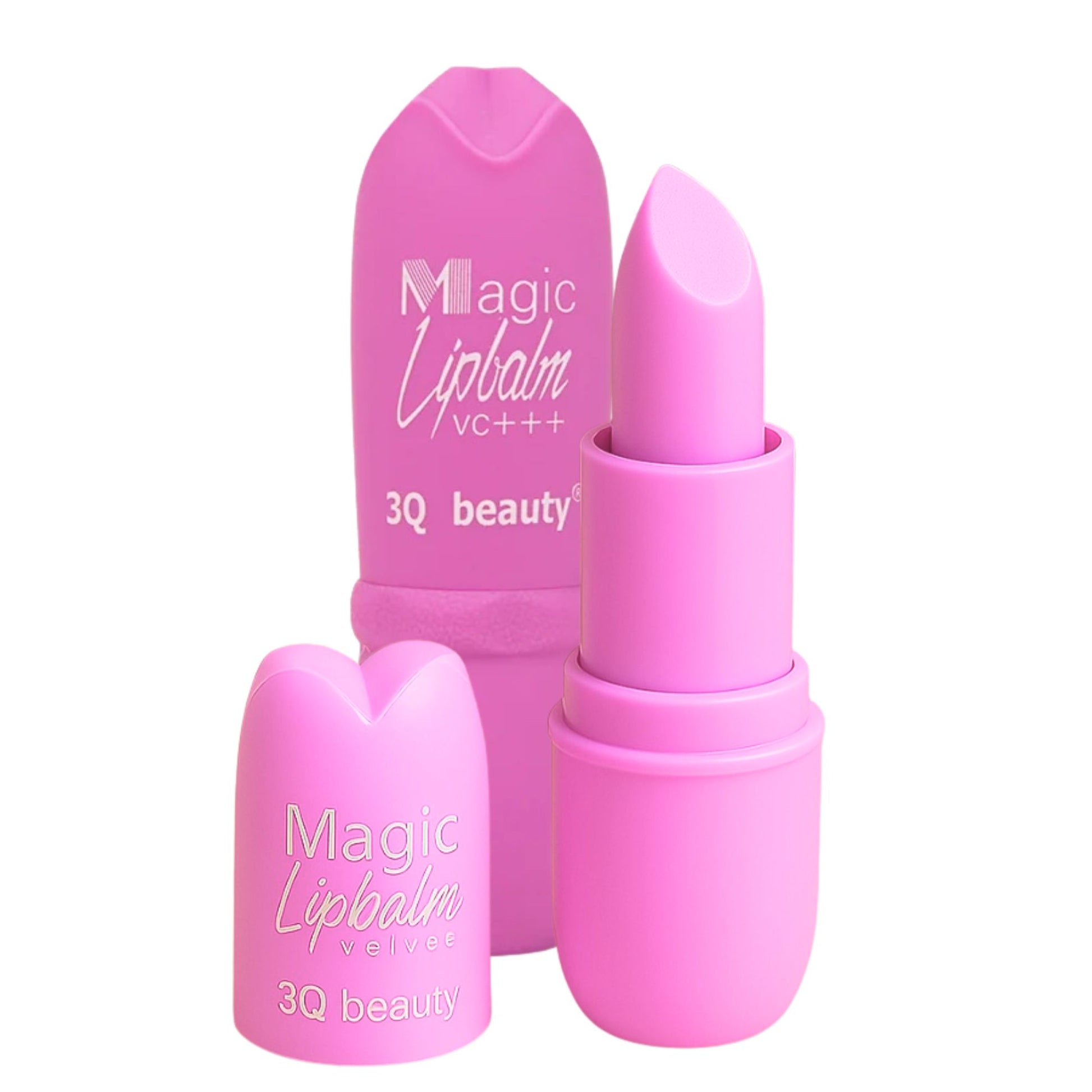 Pink lip balm with 'Magic Lipbalm' and '3Q beauty' text on a white background