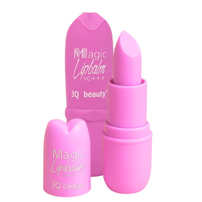 Pink lip balm with 'Magic Lipbalm' and '3Q beauty' text on a white background