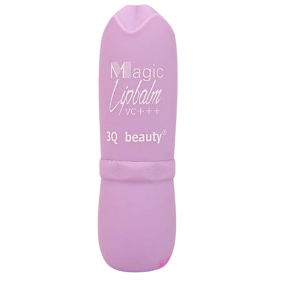 Purple lip balm with '3Q beauty' branding on a white background