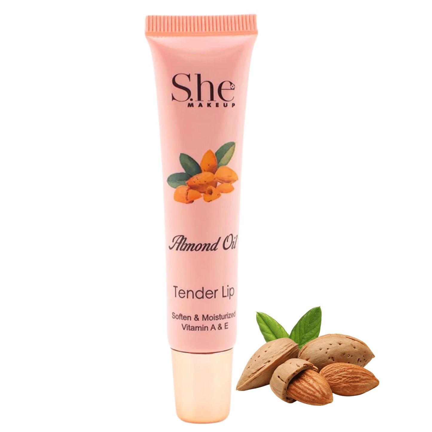 She Makeup Almond Oil Tender Lip balm on a white background