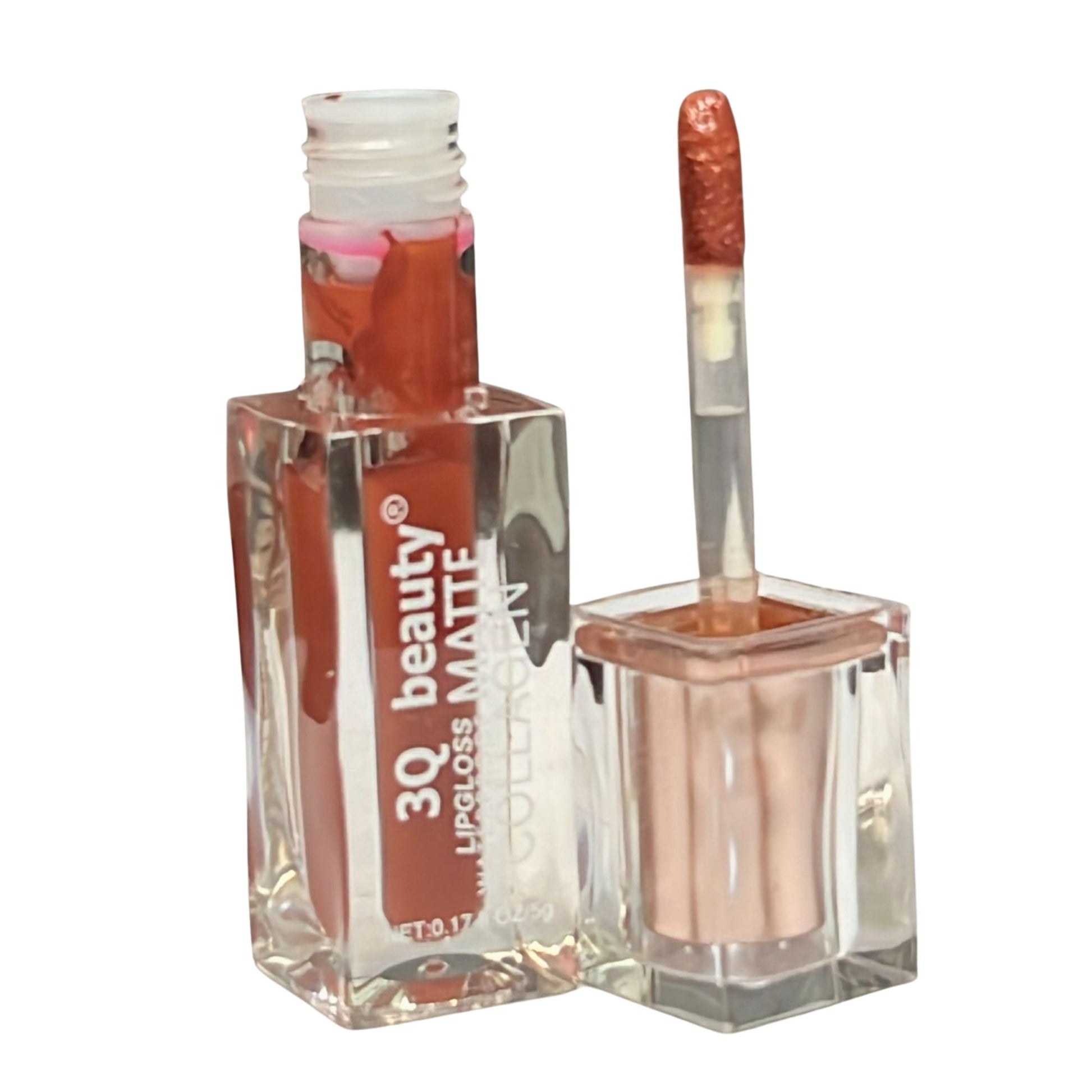 3Q Beauty lip gloss with applicator on a white background