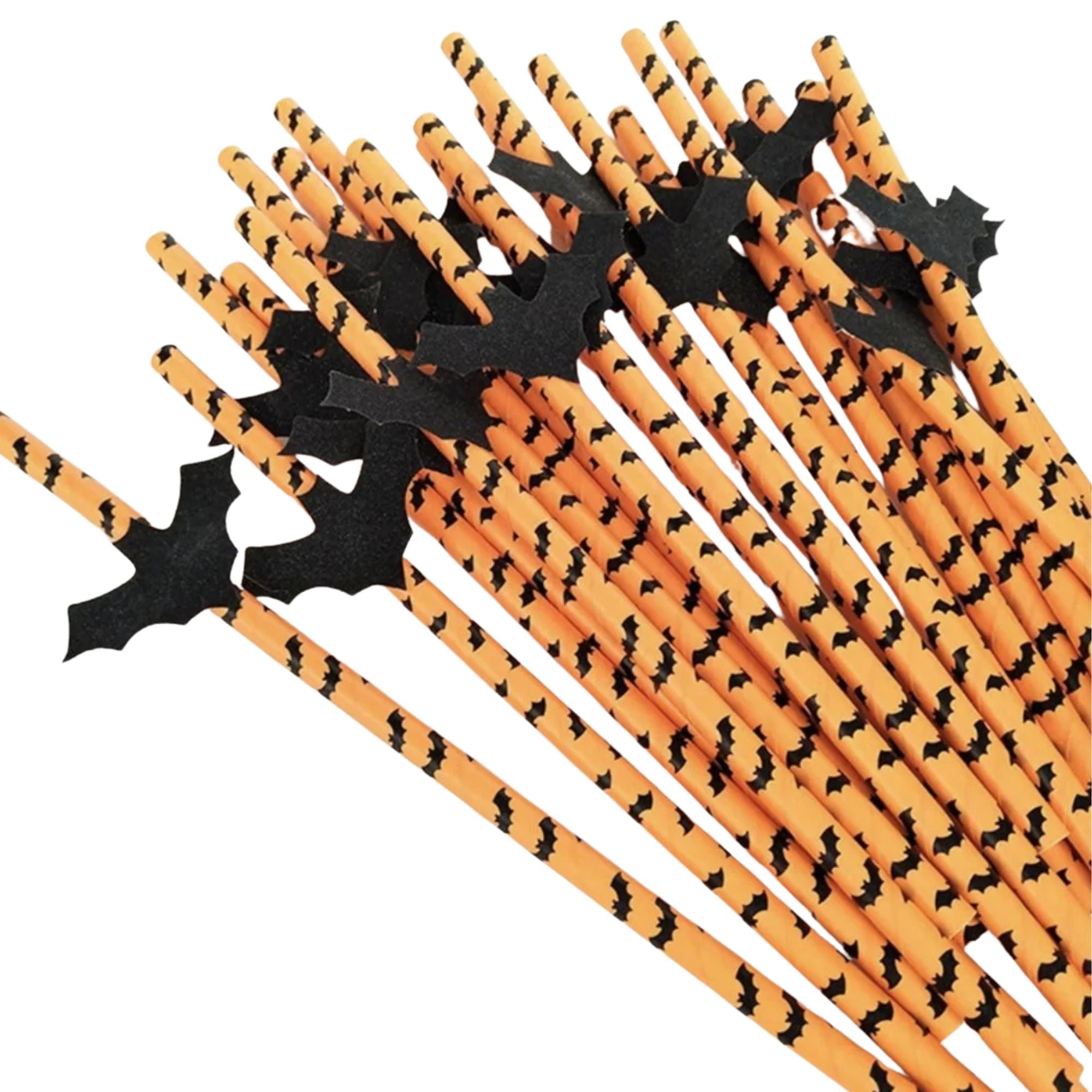 Halloween Paper Drinking Straws – Pumpkin, Bat, Skeleton, Spider & Witch Decor 25 Pack Halloween Drinking Straws size and