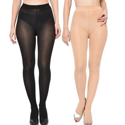 Black and beige tights on a white background