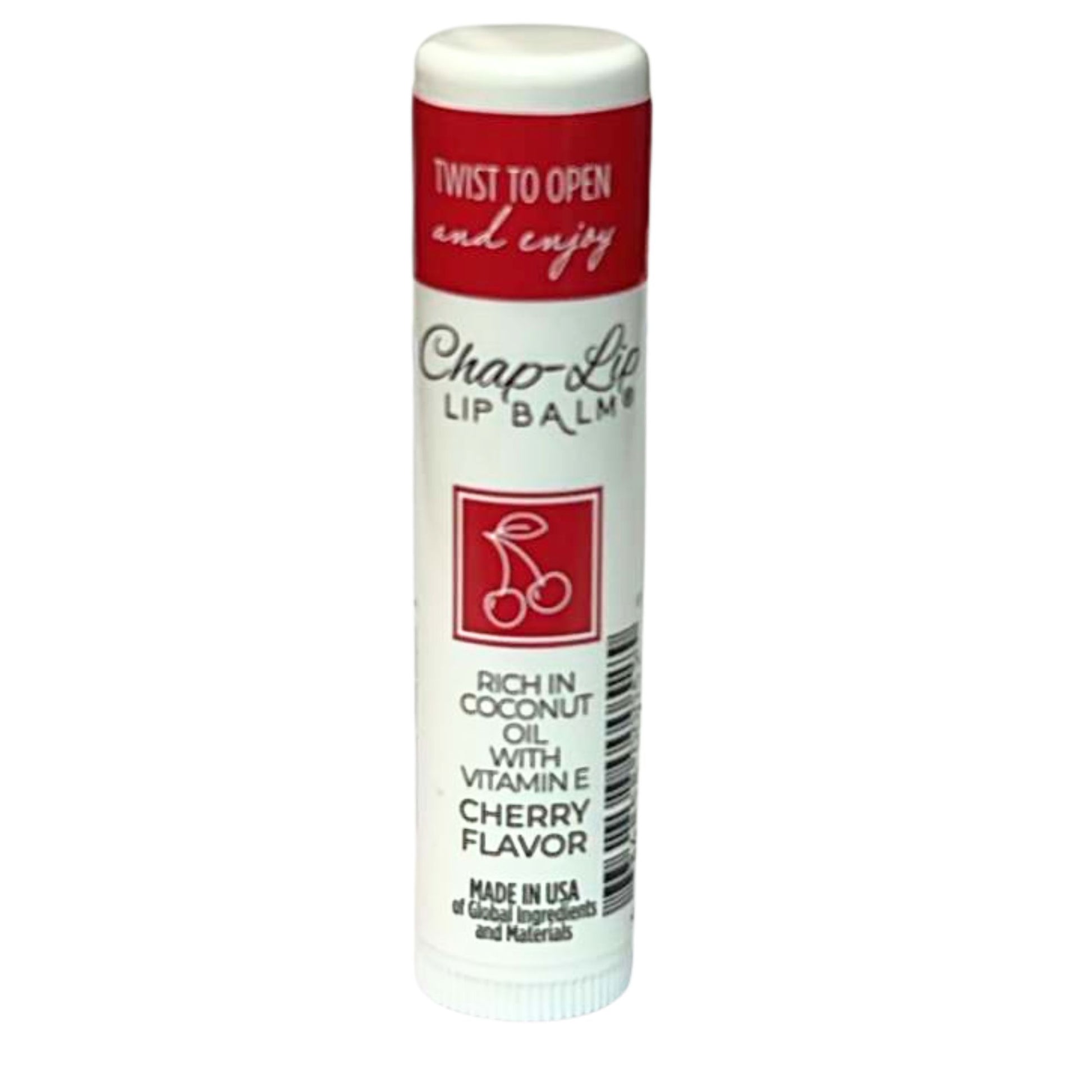 Chap-Lite lip balm stick with red and white packaging on a white background