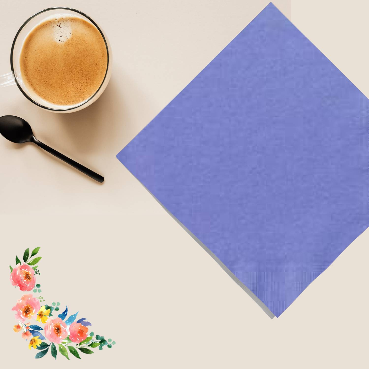Hydrangea Beverage Napkins 24 Pack Party Tableware, Event Catalog,Napkins size and feature image