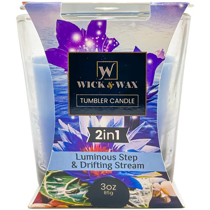 3.5oz Double Scented Luminous Step and Drifting Stream Jar Candle Candles size and feature image