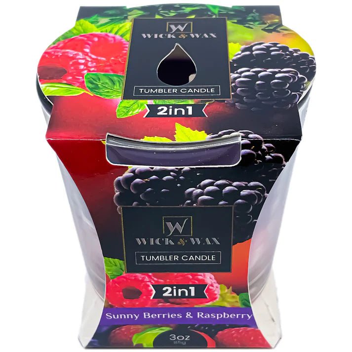 3.5oz Double Scented Sunny Berries and Raspberry Jar Candle Candles size and feature image