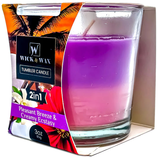 3.5oz Dual Scent Tumbler Candle – Pleasant Breeze & Creamy Ecstasy