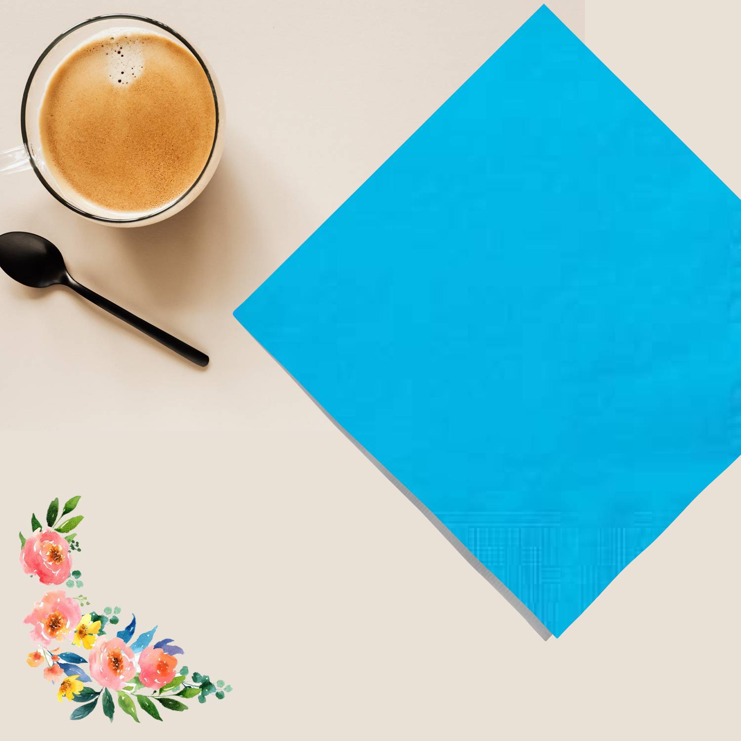Island Blue Beverage Napkins 24 Pack Party Tableware, Event Catalog,Napkins size and feature image