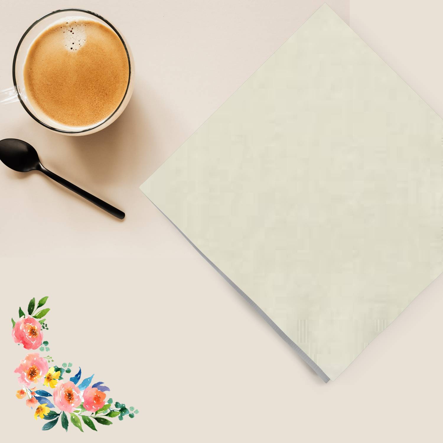 Ivory Beverage Napkins