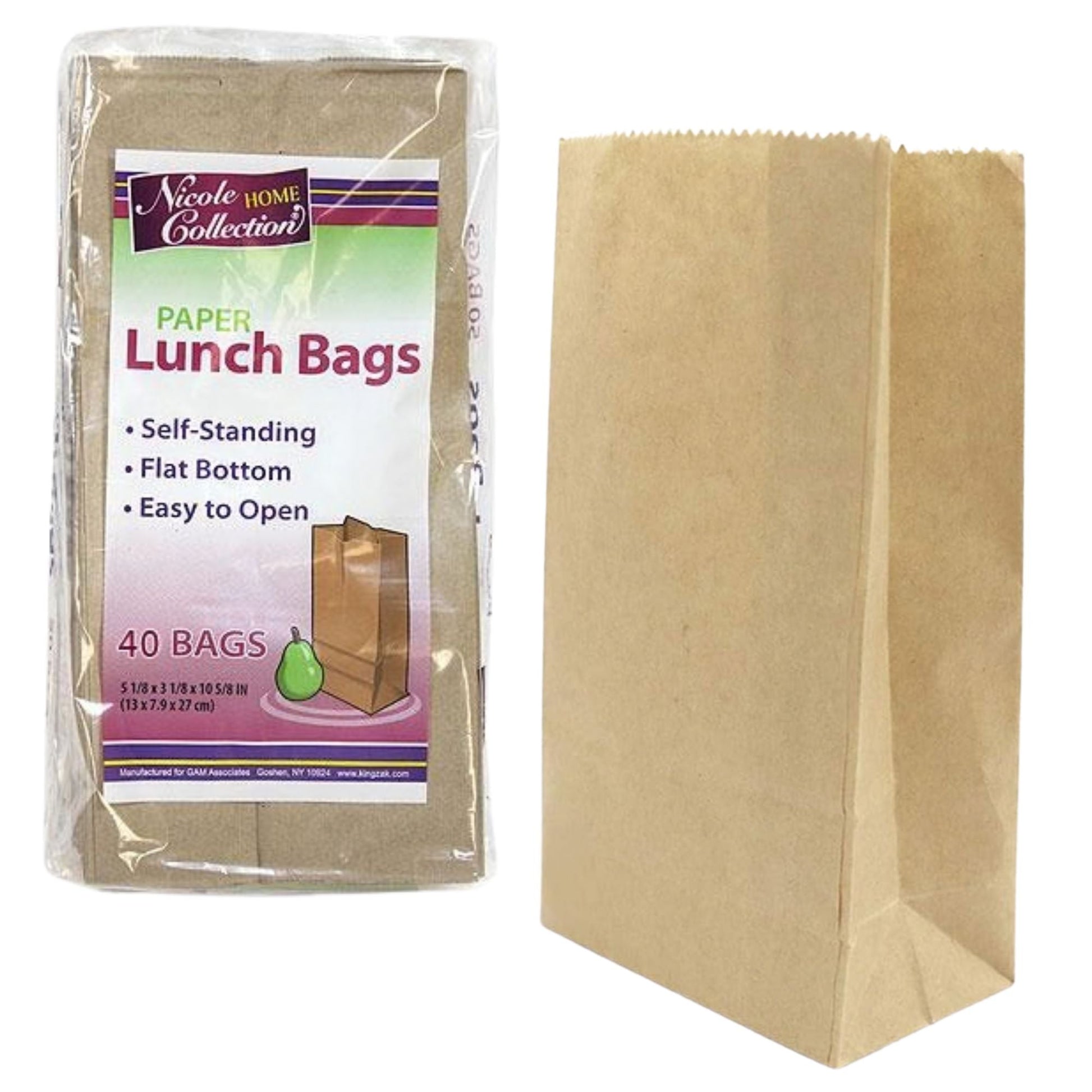 Brown Paper Lunch Bags, Size 5.125" x 3.375" x 10.75" Food Storage & Serving Nicole Home Collection