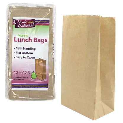 Brown Paper Lunch Bags, Size 5.125" x 3.375" x 10.75" Food Storage & Serving Nicole Home Collection
