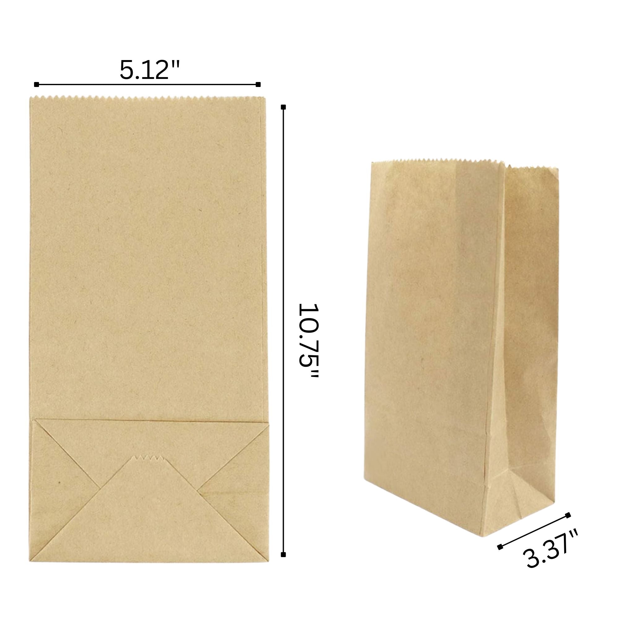 Brown Paper Lunch Bags, Size 5.125" x 3.375" x 10.75" Food Storage & Serving Nicole Home Collection