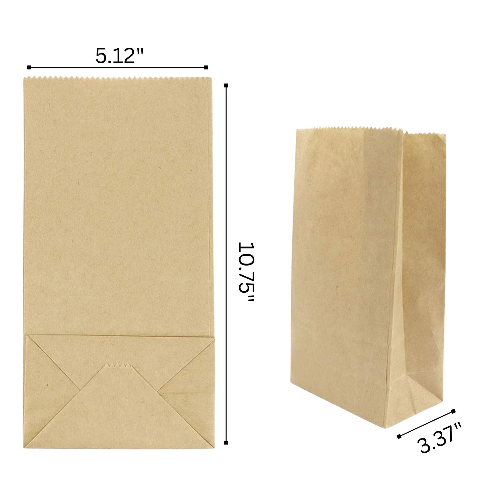 Brown Paper Lunch Bags, Size 5.125" x 3.375" x 10.75" Food Storage & Serving Nicole Home Collection