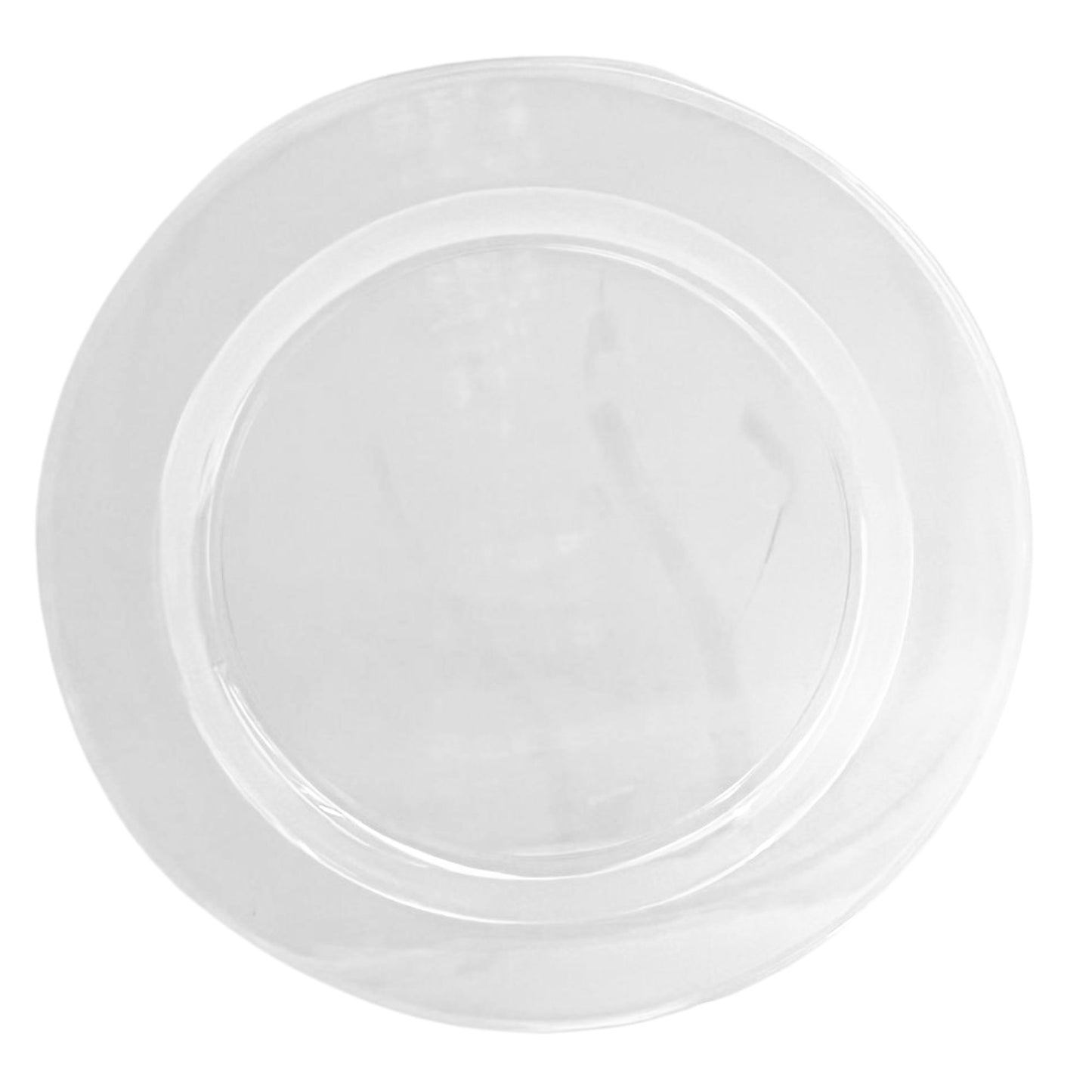 Clear plastic plate on a white background