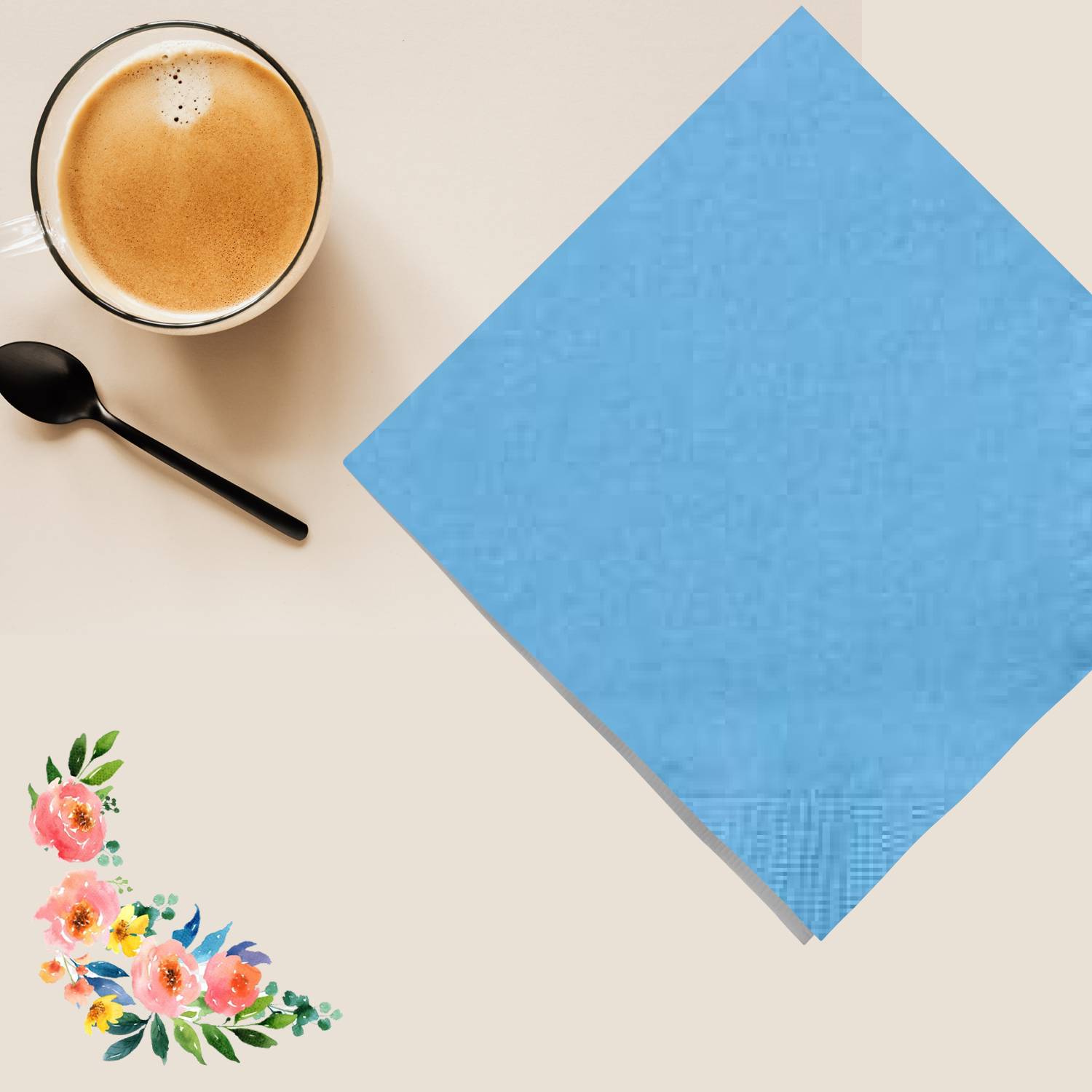 Light Blue Lunch Napkins 20 Pack Party Tableware, Event Catalog,Napkins size and feature image
