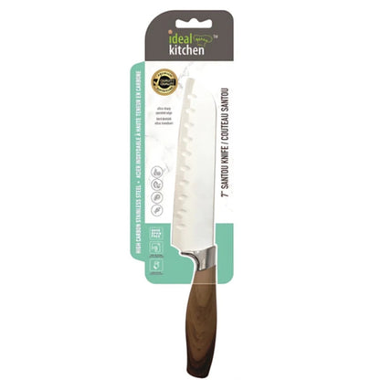 Ideal Kitchen Wood Handle Santoku Knife 7" Light Woodgrain 1 Pack
