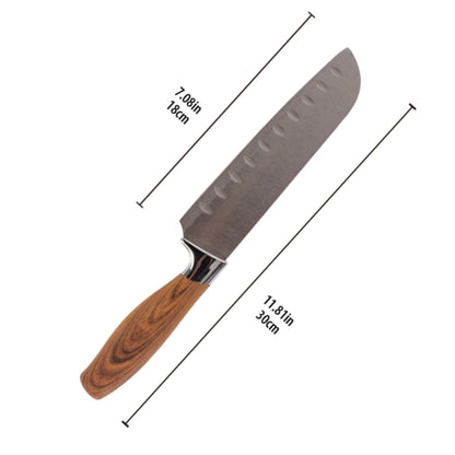 Ideal Kitchen Wood Handle Santoku Knife 7" Light Woodgrain 1 Pack