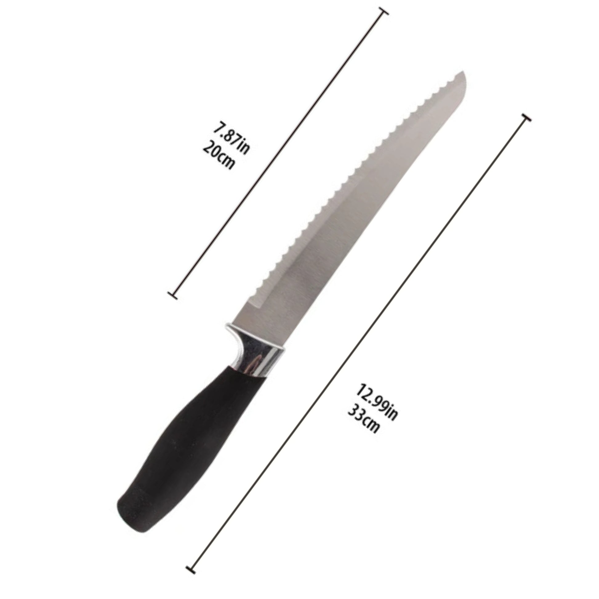 Ideal Kitchen Bread Knife 8" Serrated Black Handle 1 Pack