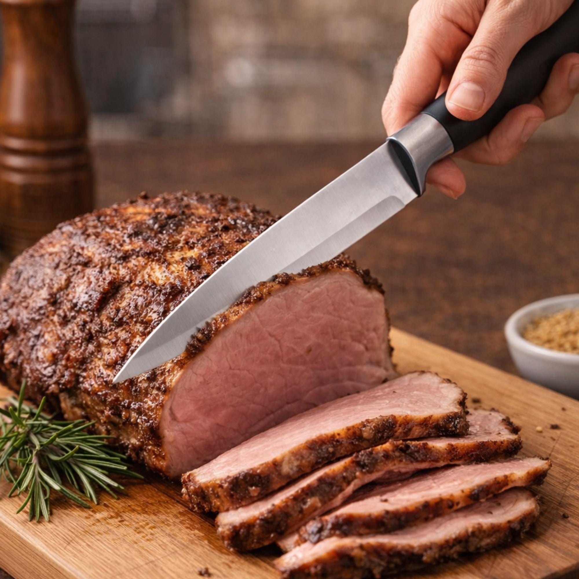 8" Black Handle Ideal Kitchen Durable Carving Knife Carving Knives Cutting Knife lifestyle use image