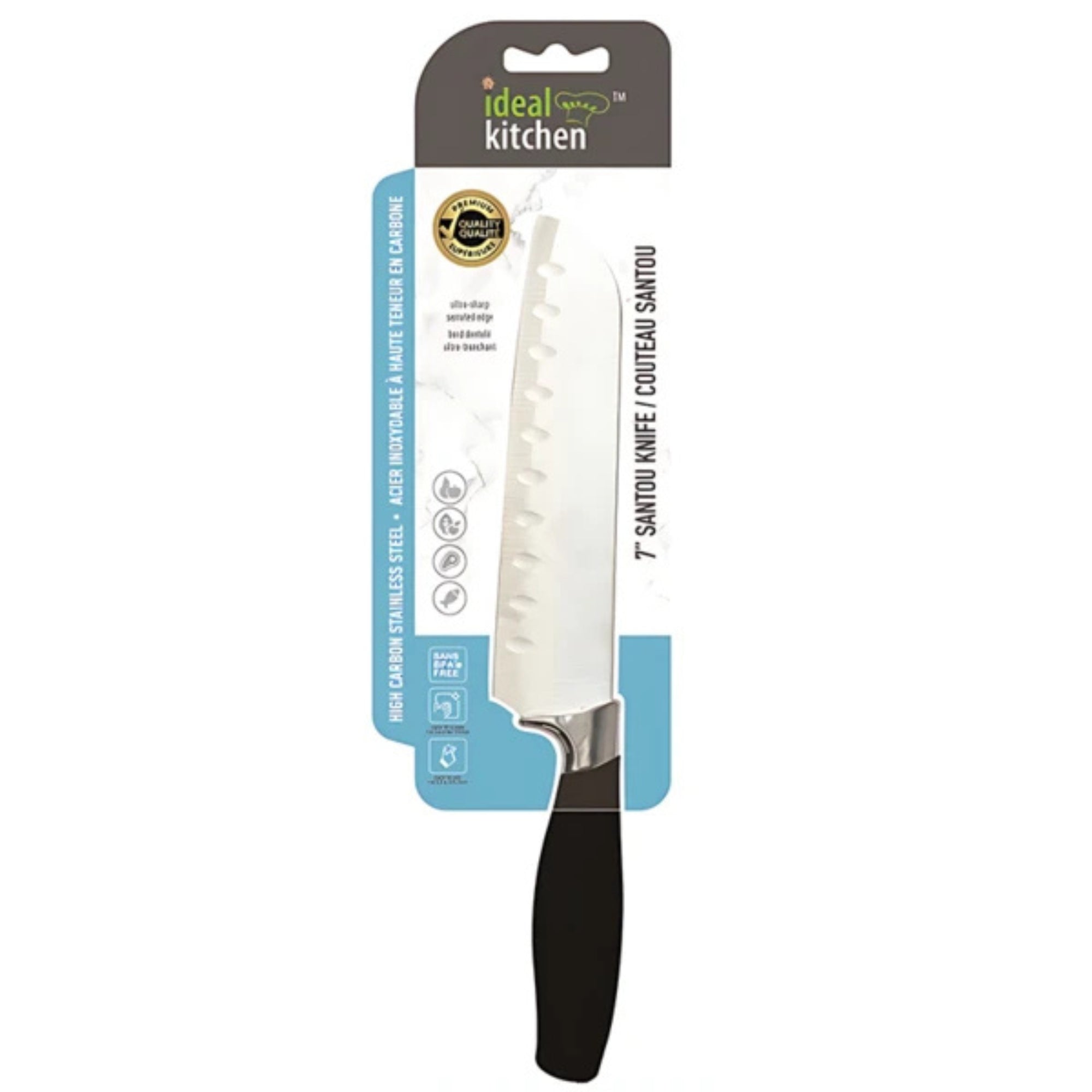 7" Black Handle Ideal Kitchen Sharp Santoku Knife Santoku Knives Cutting Knife size and feature image