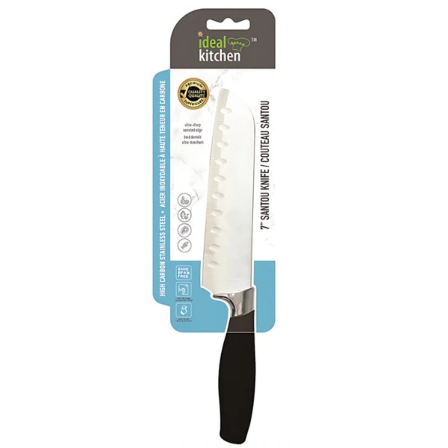 7" Black Handle Ideal Kitchen Sharp Santoku Knife Santoku Knives Cutting Knife size and feature image
