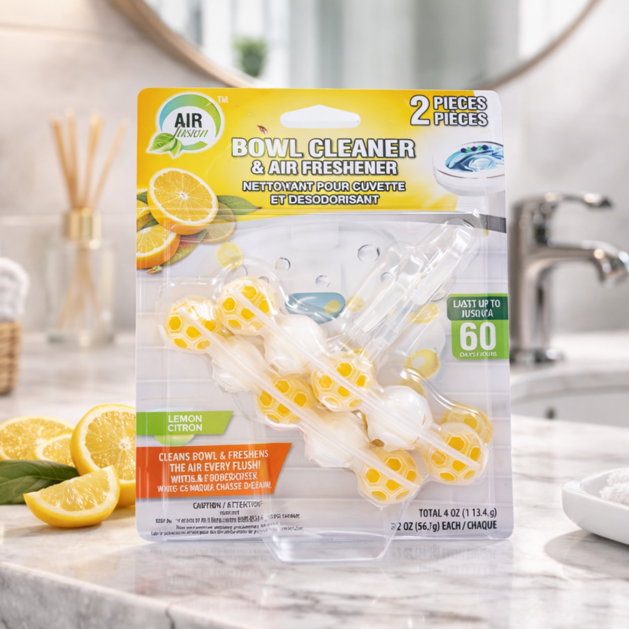 Air Fusion Lemon Scent Bowl Cleaner & Freshener 10 Pack Toilet Bowl Cleaner & Freshener Air Freshener Toilet Bowl Cleaner