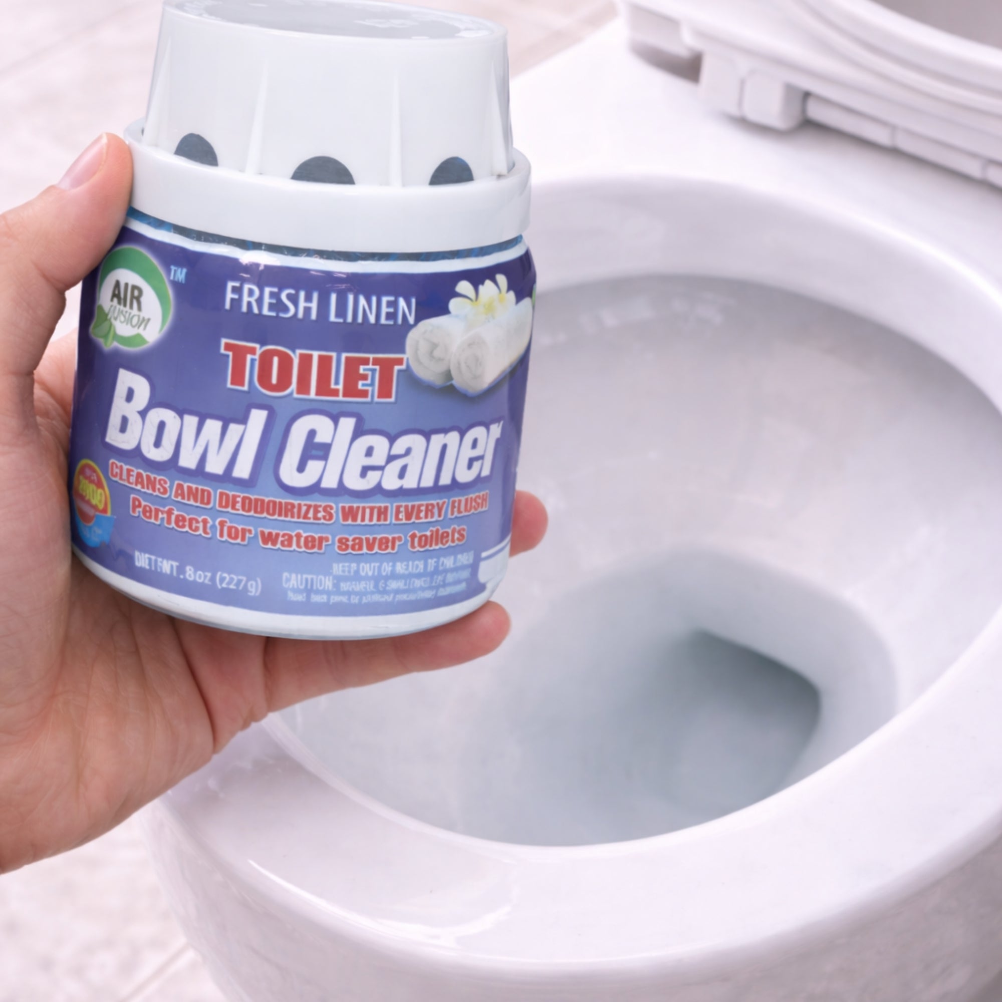 Air Fusion Fresh Linen Scent Bowl Cleaner & Freshener 8oz Toilet Bowl Cleaner & Freshener lifestyle use image