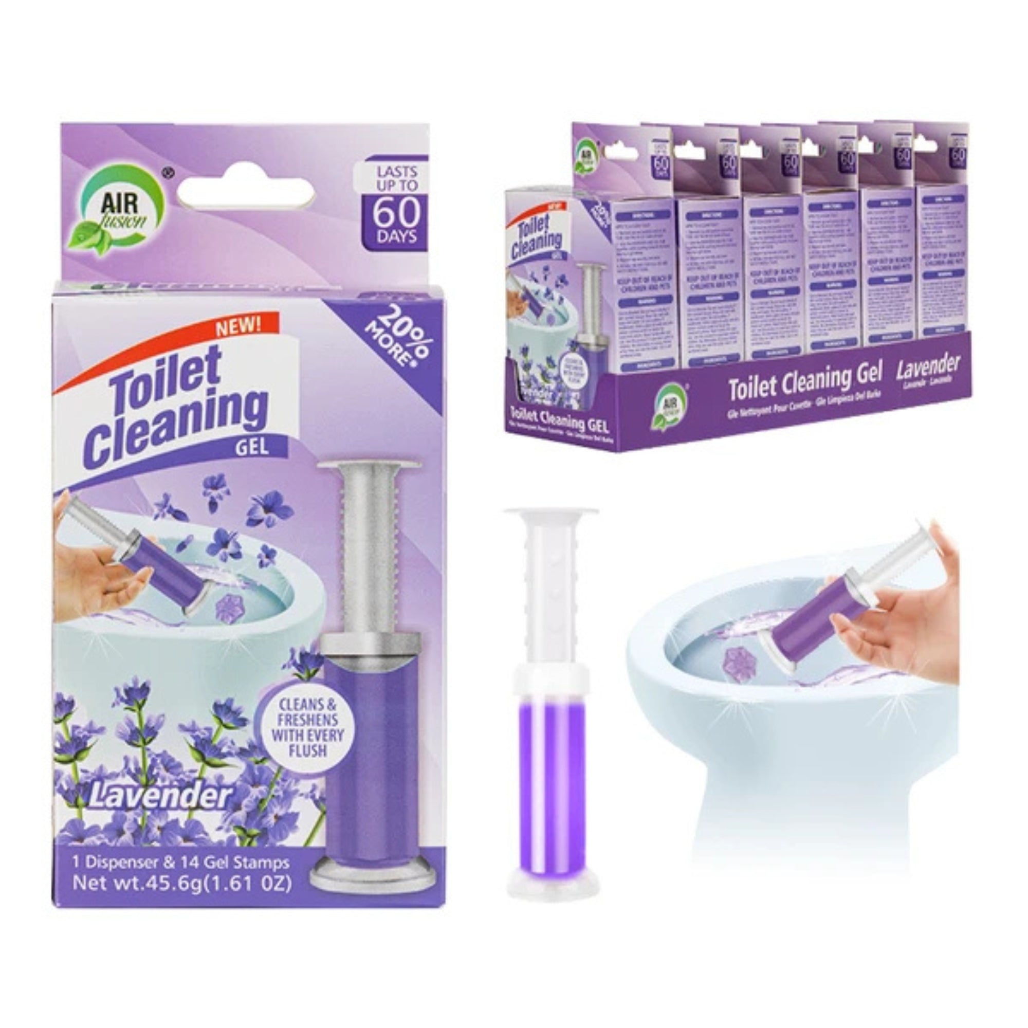 1.61oz Air Fusion Lavender Scent Toilet Cleaning Gel 14 Stamps: 1 Pack Toilet Bowl Cleaner product detail image