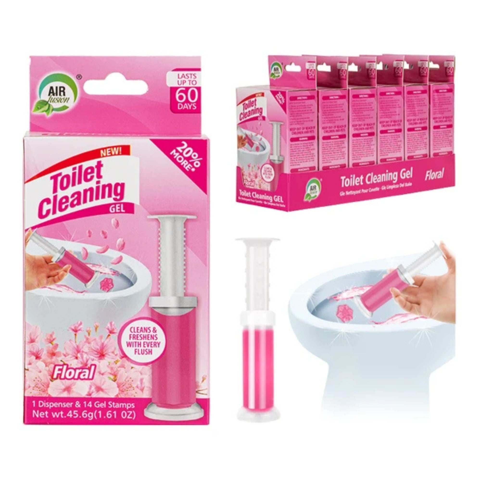 Air Fusion Floral Scent Toilet Cleaning Gel 14 Stamps 1.61oz 1 Pack Toilet Bowl Cleaner product detail image