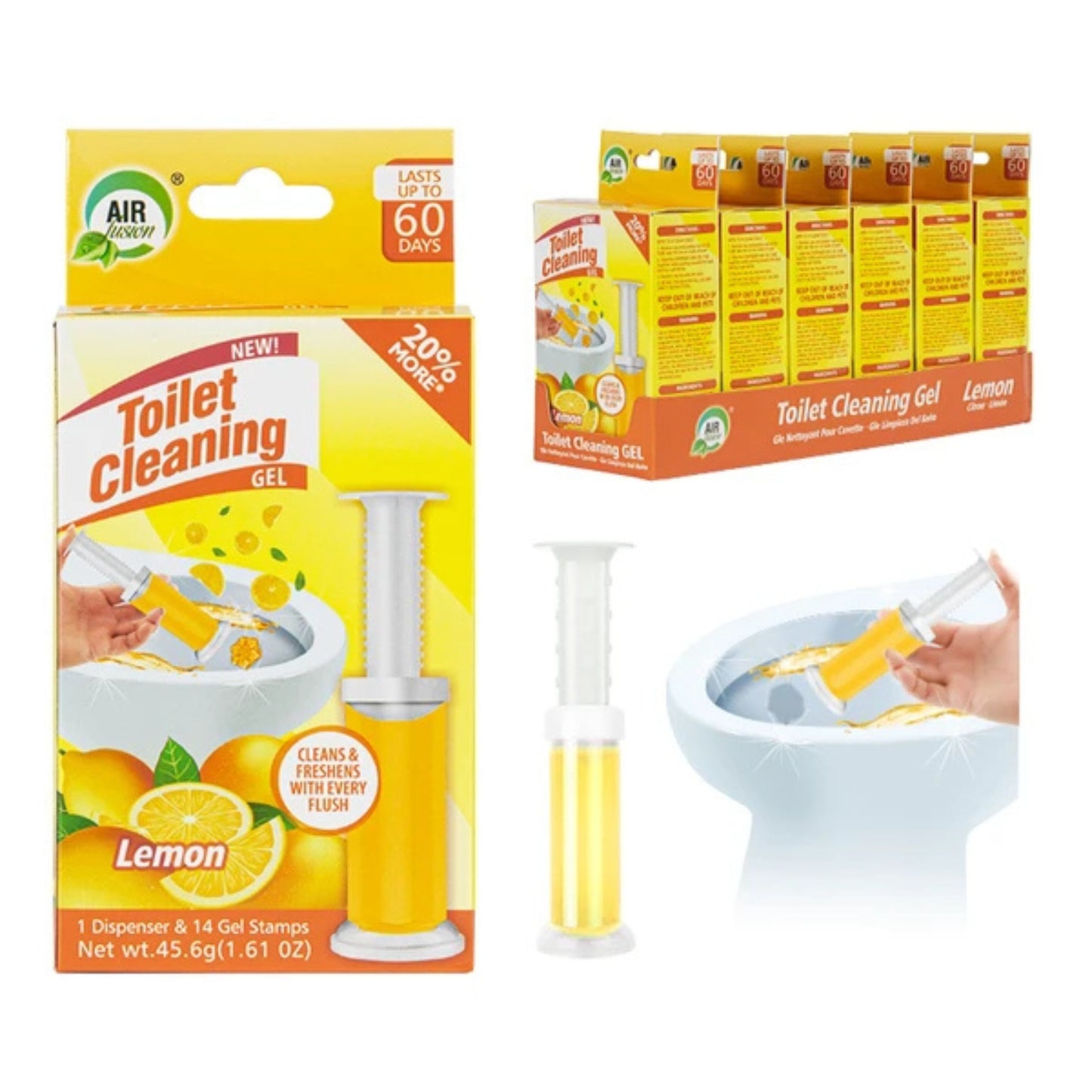 Air Fusion Lemon Scent Toilet Cleaning Gel 14 Stamps 1.61oz 1 Pack Toilet Bowl Cleaner product detail image
