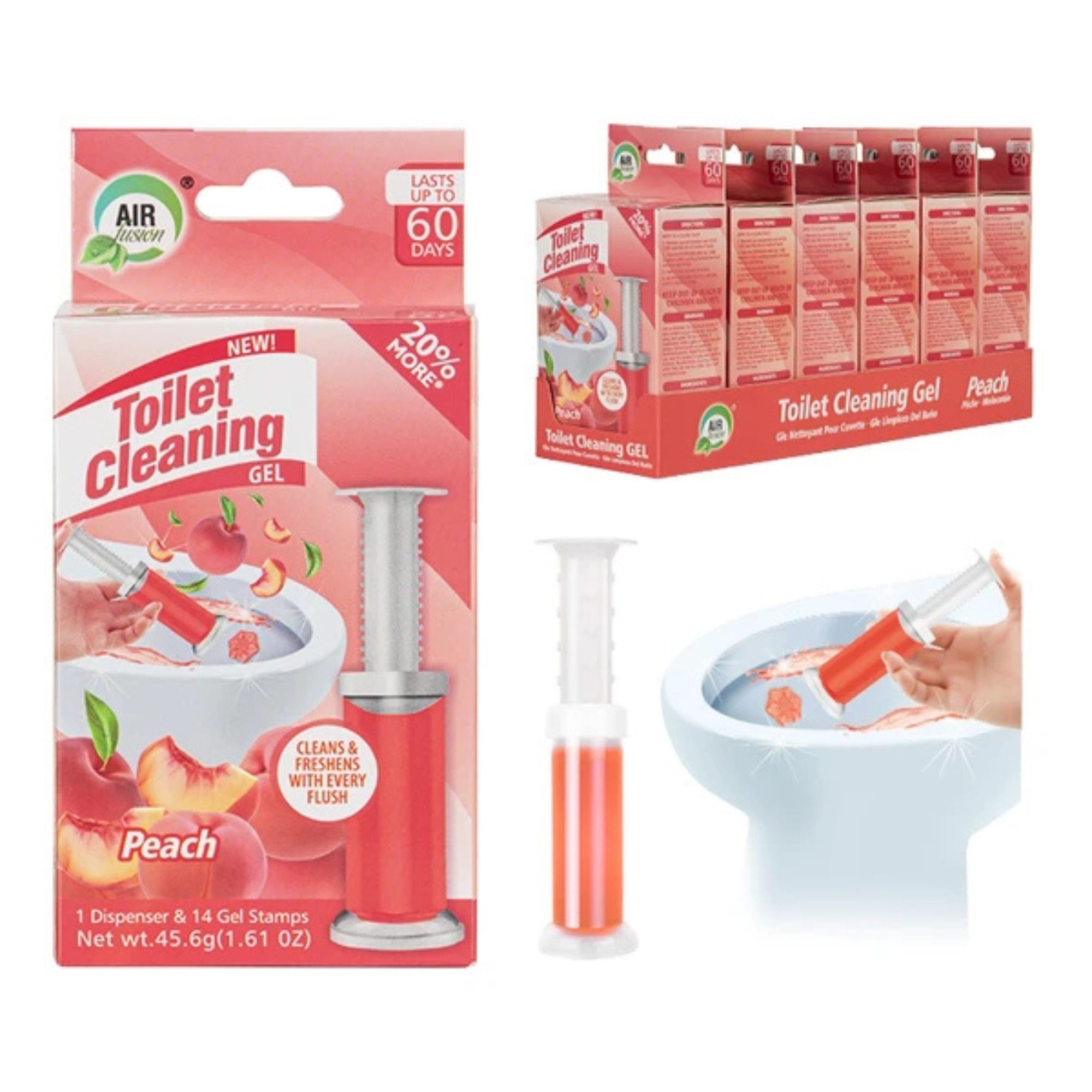 Air Fusion Peach Scent Toilet Cleaning Gel 14 Stamps 1.61oz 1 Pack Toilet Bowl Cleaner product detail image