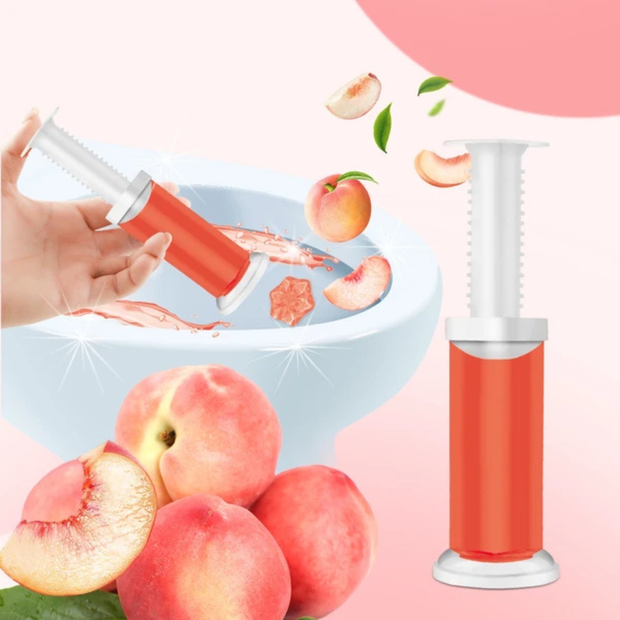 Air Fusion Peach Scent Toilet Cleaning Gel 14 Stamps 1.61oz 1 Pack Toilet Bowl Cleaner size and feature image