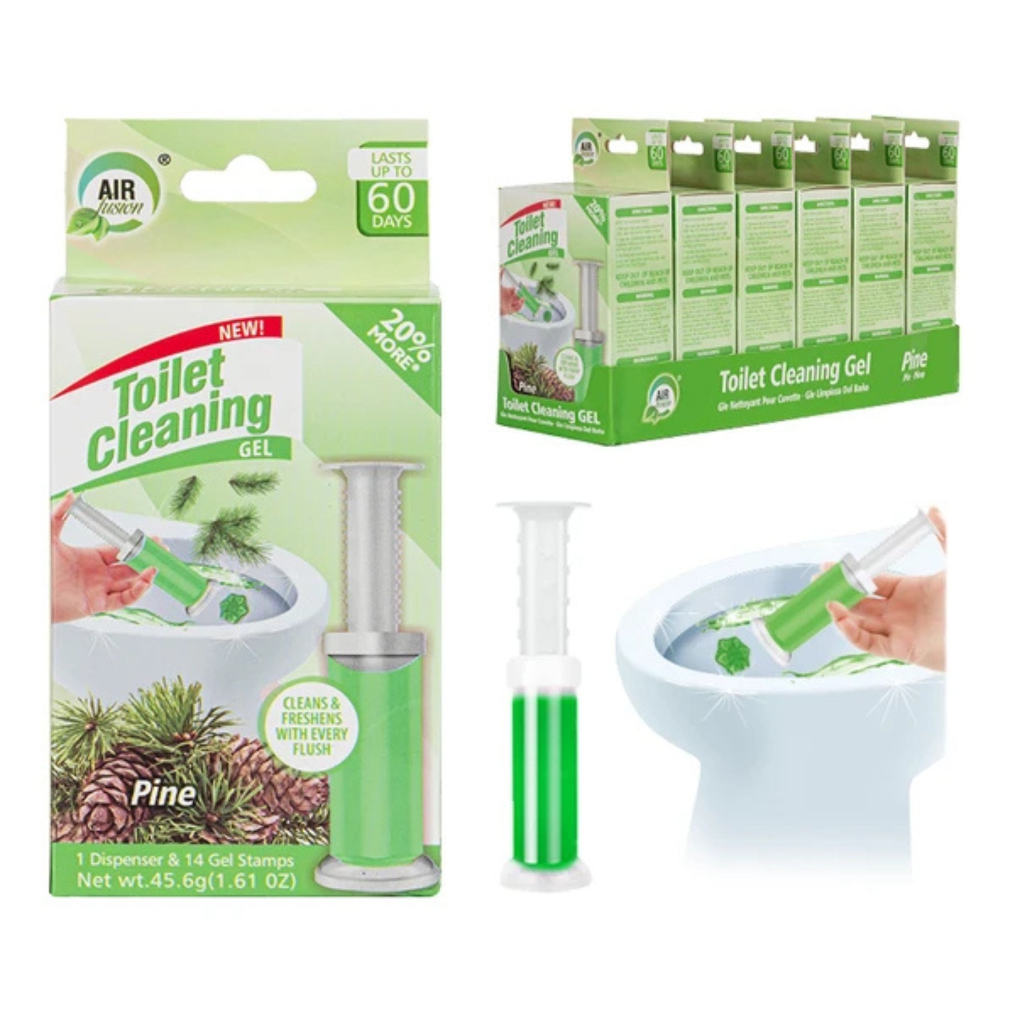 Air Fusion Pine Scent Toilet Cleaning Gel 14 Stamps 1.61oz 1 Pack Toilet Bowl Cleaner product detail image