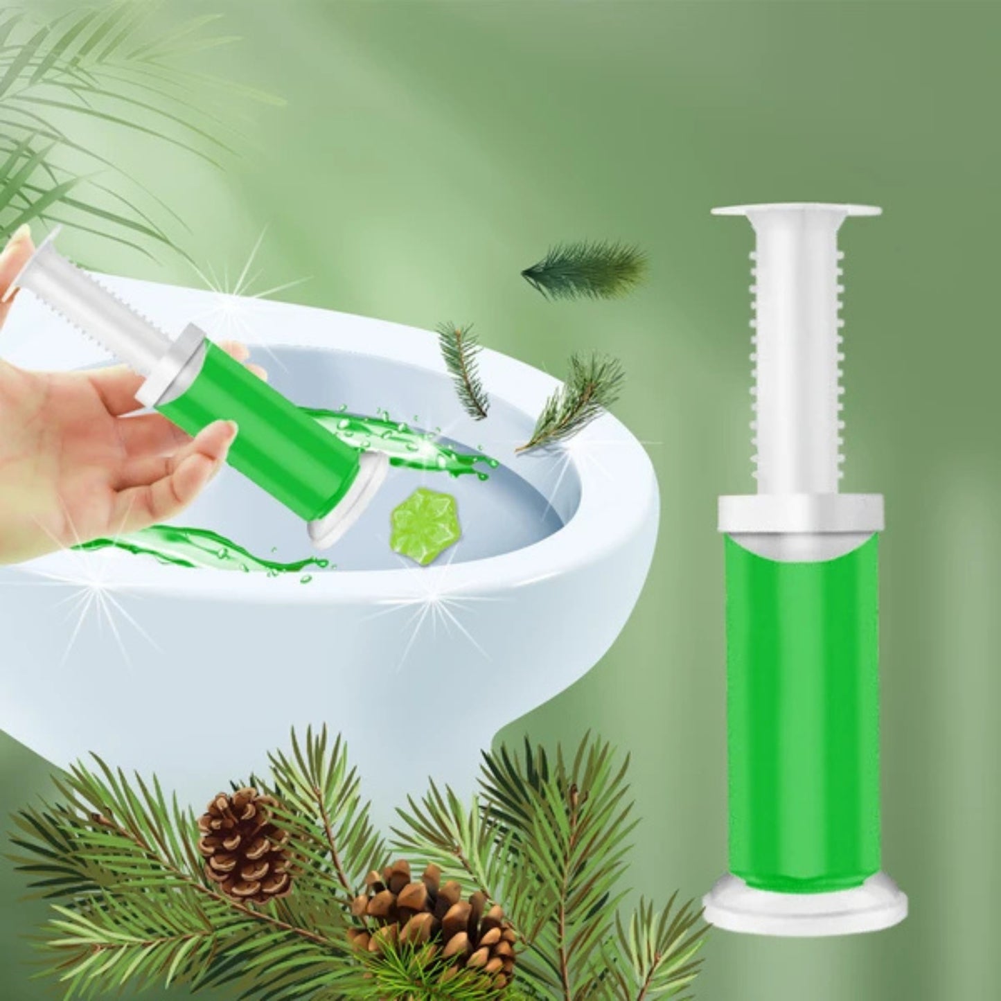 Air Fusion Pine Scent Toilet Cleaning Gel 14 Stamps 1.61oz 1 Pack Toilet Bowl Cleaner size and feature image