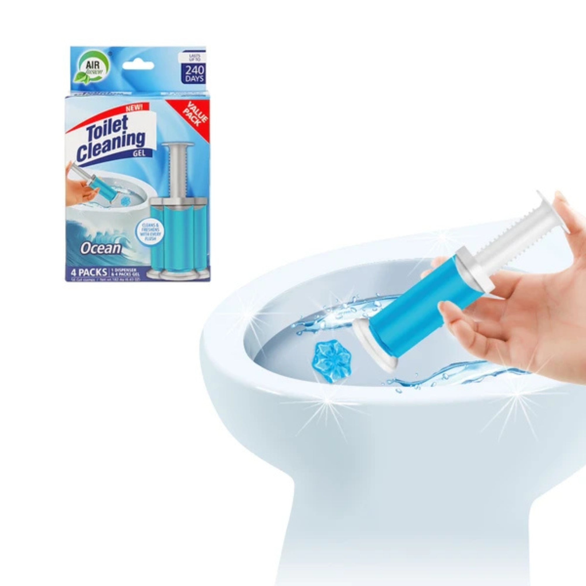 Air Fusion Ocean Fresh Scent Toilet Cleaning Gel 56 Stamps 6.43oz 4 Pack Toilet Bowl Cleaner product image 5