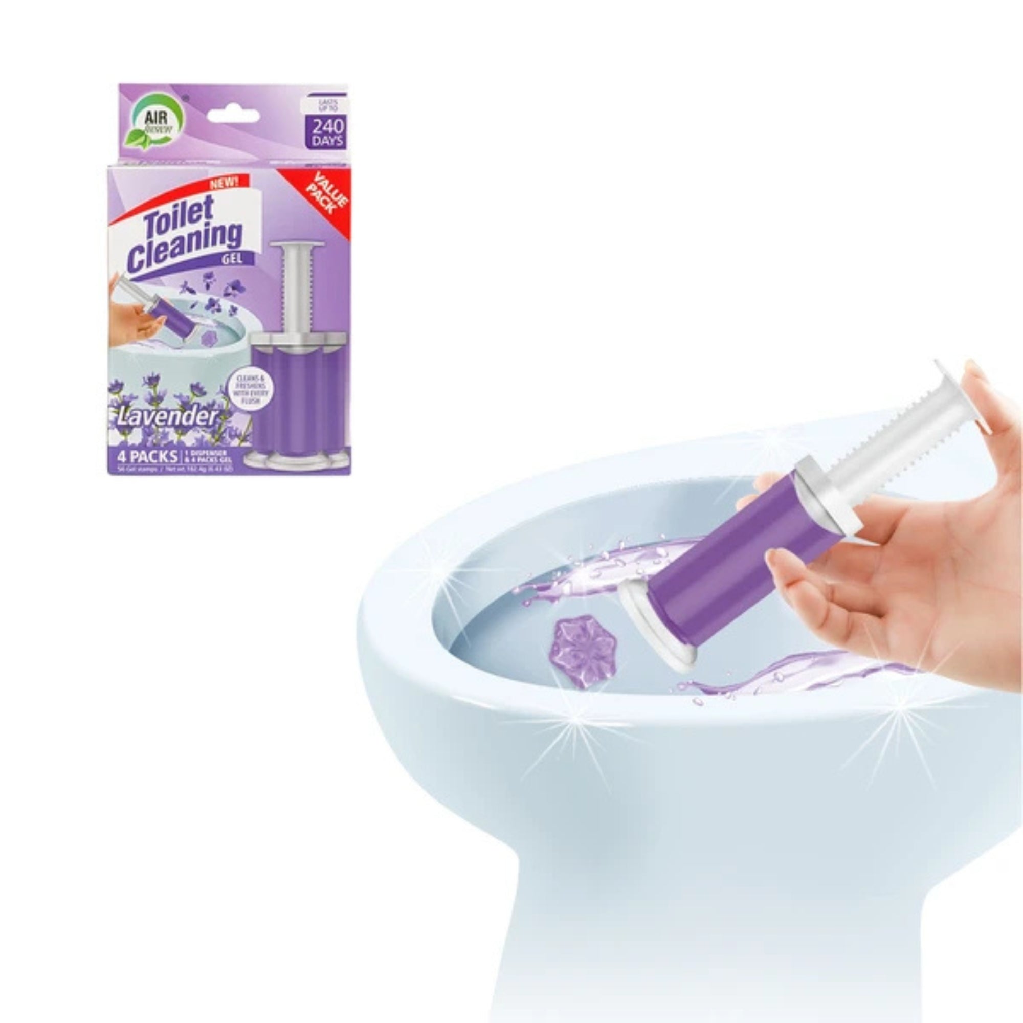 Air Fusion Lavender Scent Toilet Cleaning Gel 56 Stamps 6.43oz 4 Pack Toilet Bowl Cleaner product image 5