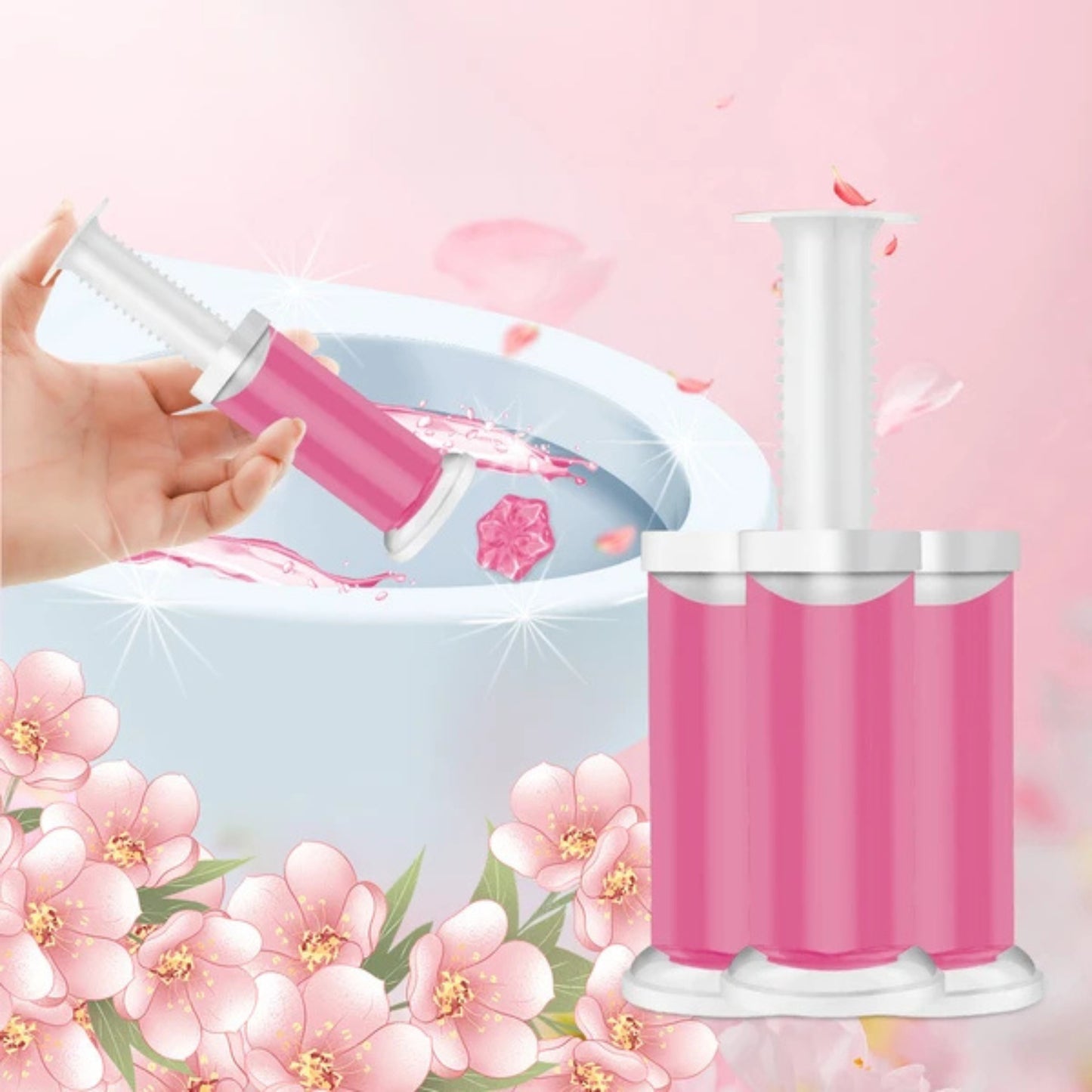 Air Fusion Floral Scent Toilet Cleaning Gel 56 Stamps 6.43oz 4 Pack Toilet Bowl Cleaner size and feature image