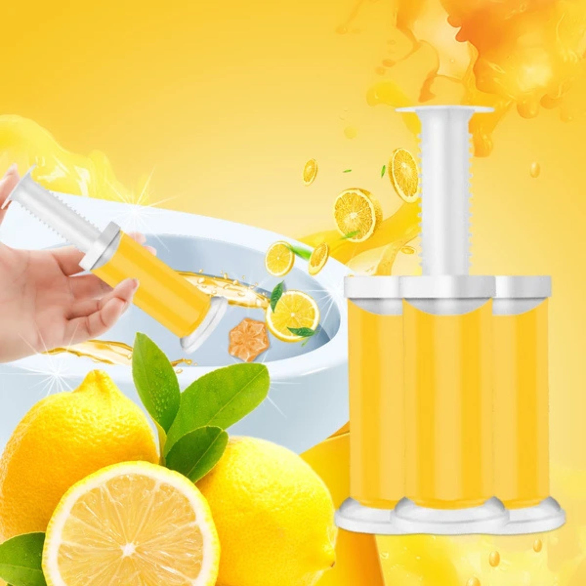 Air Fusion Lemon Scent Toilet Cleaning Gel 56 Stamps 6.43oz 4 Pack Toilet Bowl Cleaner size and feature image